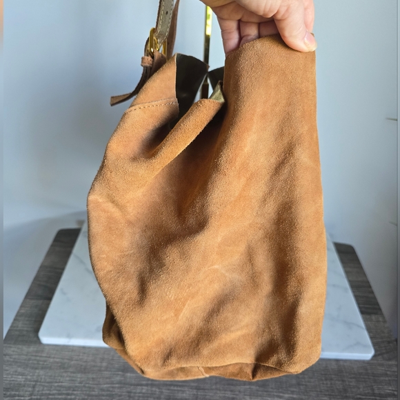 Haute Hippie New Merci Suede Leather Cinched Tote Shoulder Bag Purse & Pouch - Picture 3 of 15